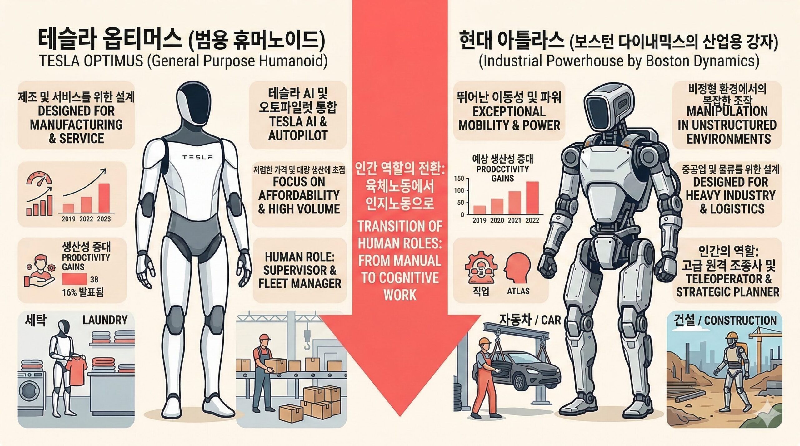 AI 시대 인간의 역할 테슬라 옵티머스 vs 현대차 아틀라스 경쟁 분석