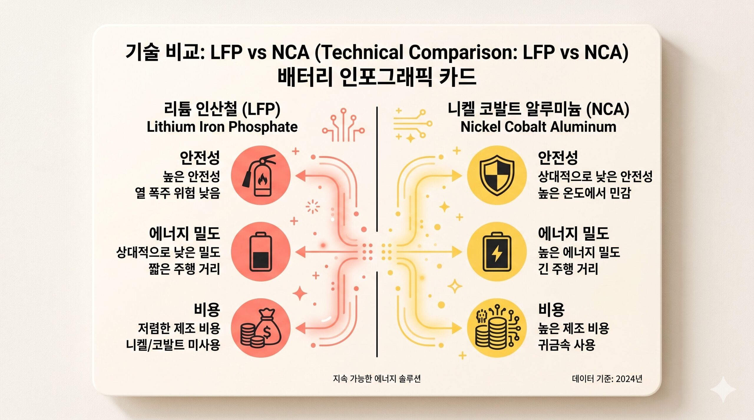 에너지 저장 시스템 ESS 배터리 화학 차이 - LFP vs NCA 기술 분석