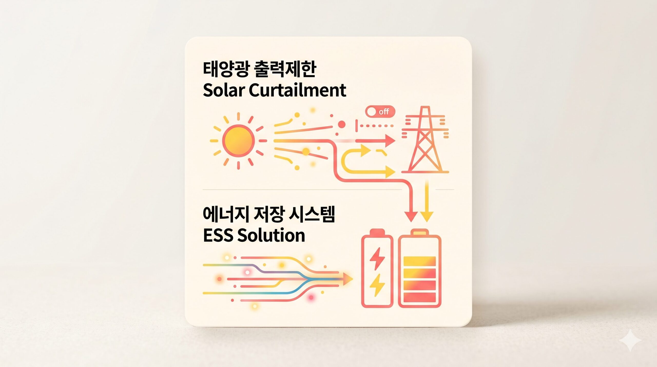 태양광 출력제한 44회 폭증 해결을 위한 에너지 저장 시스템 ESS 인포그래픽